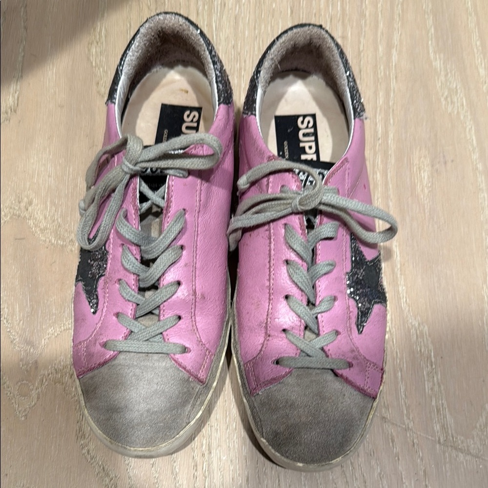 Golden Goose Pink and Grey superstar sneaker